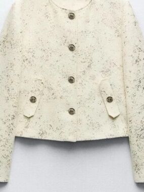 NEW GOLD FOIL TWEED JACKET XS (LOOKS LIKE ZARA)